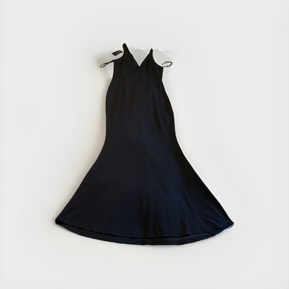 BUPT Black Mermaid Gown Womens M Deep V Low Back Formal Maxi Dress NWT - Picture 10 of 10